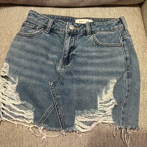 PacSun Blue Distressed Denim Skirt